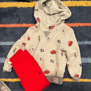 Ralph Lauren Beige Hoodie with Red Accents